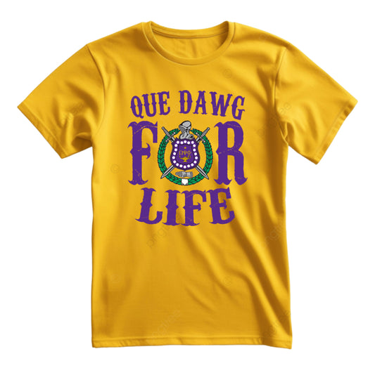 Que dawg for life gold dri fit